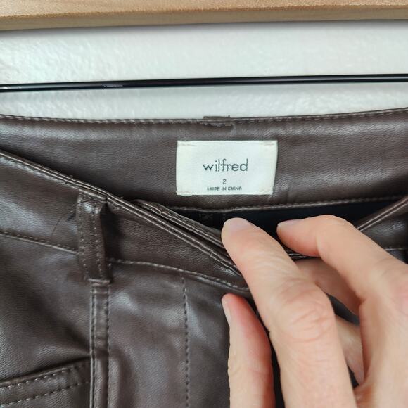 Aritzia Wilfred Rebel Pants Womens 2 Faux Leather Straight Leg Rich Mocha Brown - Picture 6 of 9